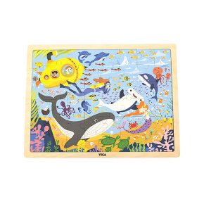 Dřevěné puzzle 48 dílků Viga Mořský život Multicolor 