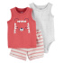 CARTER'S Set 3dílný body bez rukávů, tílko, kraťasy Red Tiger kluk 24m