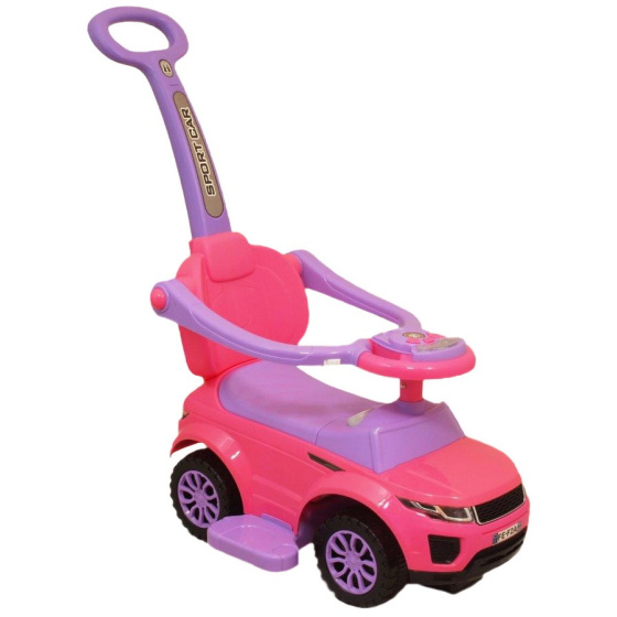 Dětské hrající odrážedlo s vodící tyčí SUV 3v1 Baby Mix růžové Růžová 
