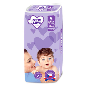Dětské jednorázové pleny New Love Premium comfort 5 JUNIOR 11-25 kg 38 ks Bílá 