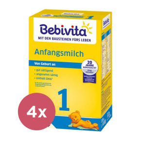 4x BEBIVITA Mléko 1 Instantní počáteční mléčná výživa 0+, 500 g