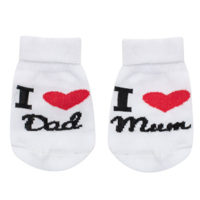 Kojenecké bavlněné ponožky New Baby I Love Mum and Dad bílé Bílá 56 (0-3m)