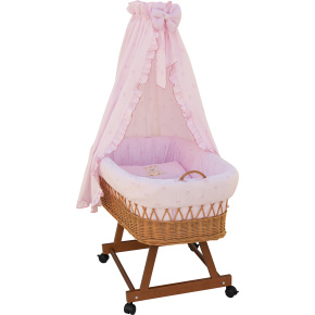 Košík pro miminko s nebesy Méďa - růžová