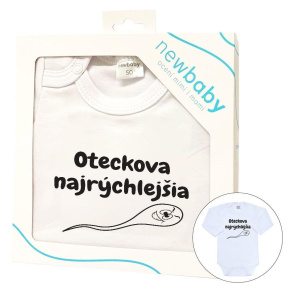 Body s potiskem New Baby Oteckova najrýchlejšia - darčekové balenie Bílá 68 (4-6m)