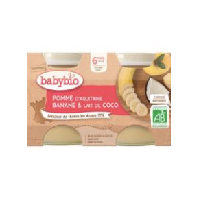 BABYBIO Jablko banán s kokosovým mlékem 2x 130 g