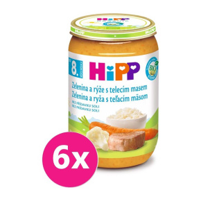 6x HiPP BIO zelenina s rýží a telecím masem 220 g