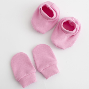 Kojenecký bavlněný set-capáčky a rukavičky New Baby Casually dressed růžová 0-6m Růžová 0-6 m