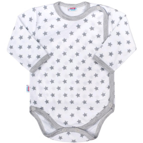 Kojenecké celorozepínací body New Baby Classic II šedé s hvězdičkami Šedá 68 (4-6m)