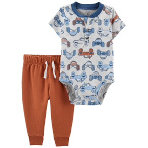 CARTER'S Set 2dílný body kr. rukáv, tepláky Brown Cars Henley kluk 9m