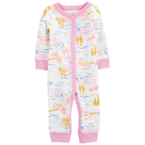 CARTER'S Overal bez nožiček na druky Sleep&Play Pink Palm holka NB/vel. 56