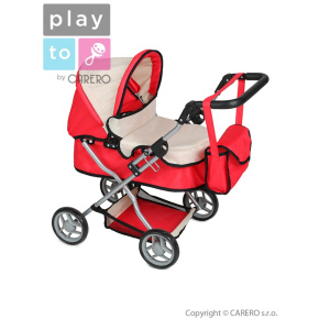 Hluboký kočárek pro panenky Baby Mix Viola růžovo šedý Růžová 