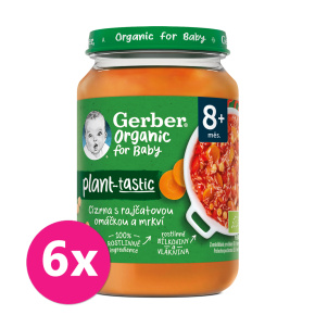 6x GERBER Organic 100% rostlinný příkrm cizrna s rajčatovou omáčkou a mrkví​ 190 g