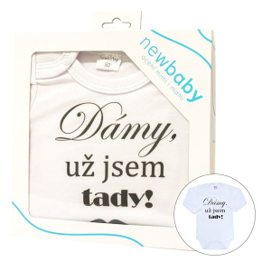 Body s potiskem New Baby Dámy, už jsem tady! - dárkové balení Bílá 50