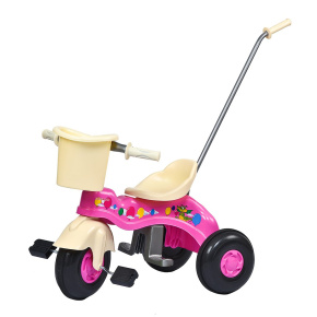 Dětská šlapací tříkolka s vodící tyčí BAYO JUNIOR růžová Růžová 