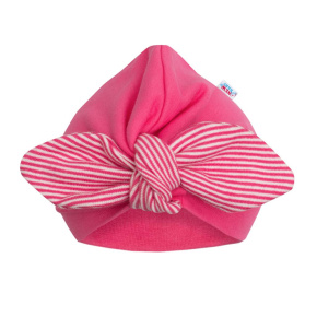 Dívčí čepička turban New Baby For Girls stripes Růžová 80 (9-12m)