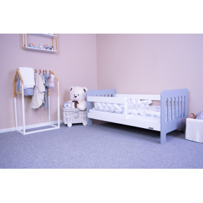Dětská postel se zábranou New Baby ERIK 140x70 cm bílo-šedá Šedá 