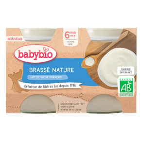 BABYBIO Brassé z francouzského mléka natur 2x 130 g