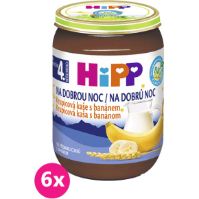 6x HiPP BIO Kaše mléčná Na dobrou noc krupicová s banánem 190 g