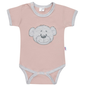 Kojenecké bavlněné body s krátkým rukávem New Baby BrumBrum old pink grey Růžová 80 (9-12m)