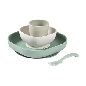 Jídelní sada silikonová 4-dílná Sage Green