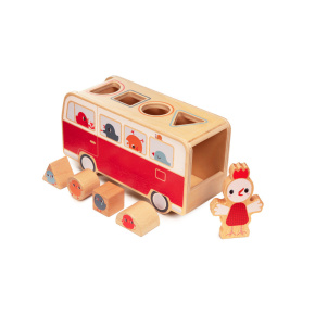 LILLIPUTIENS Autobus dřevěný vkládací se slepičkou Paulette
