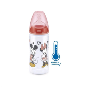 Kojenecká láhev na učení NUK Disney Mickey s kontrolou teploty 300 ml červená Červená 