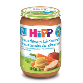 HiPP BIO Zelenina a těstoviny s kuřecím masem od 12. měsíce, 220 g