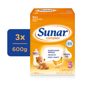 3x SUNAR Complex 3 Mléko batolecí banán 600 g