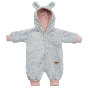 Luxusní dětský zimní overal New Baby Teddy bear šedo růžový Šedá 68 (4-6m)