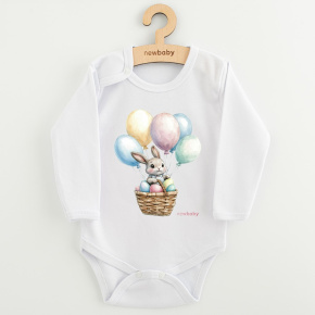 Dětské body s potiskem New Baby Králíček s balónky Bílá 74 (6-9m)