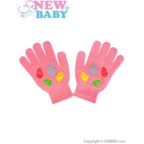 Dětské zimní rukavičky New Baby Girl malinové Růžová 122 (6-7 let)