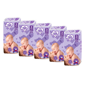 MEGAPACK Dětské jednorázové pleny New Love Premium comfort 3 MIDI 4-9 kg 5x48 ks Bílá doprava zdarma