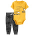 CARTER'S Set 2dílný body kr. rukáv, tepláky Yellow Transport kluk 3m