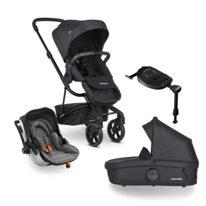 EASYWALKER Kočárek kombinovaný Harvey3 Premium 4v1 Jet Black All Black/Grey Melange-Safe Orange