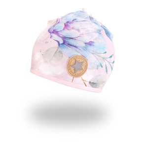 LITTLE ANGEL Čepice podšitá Outlast® 3 | 42-44 cm starorůžová modré kytky/růžová baby