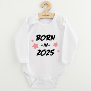 Dětské body s potiskem New Baby BORN IN 2025 pink Bílá 86 (12-18m)
