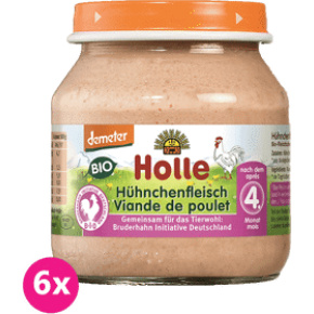 6x HOLLE Bio Kuřecí maso - masový příkrm, 125 g