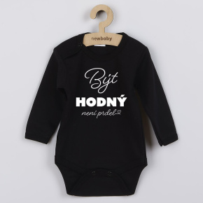 Dětské body s potiskem New Baby Být hodný..... Černá 68 (4-6m)