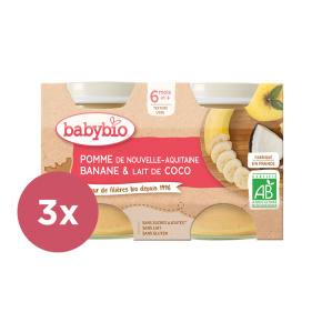 3x BABYBIO Jablko banán s kokosovým mlékem 2x 130 g