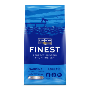 FISH4DOGS Granule velké pro dospělé psy Finest sardinka se sladkými bramborami 12kg,1+