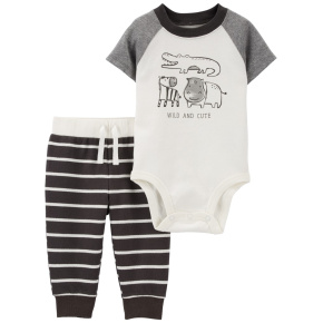 CARTER'S Set 2dílný body kr. rukáv, tepláky Black Animals kluk 3m