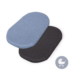CEBA Prostěradlo do kočárku 73-80x30-37 cm 2 ks Dark Grey+Blue