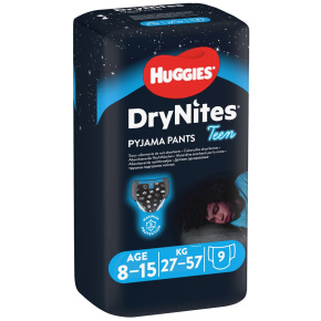 HUGGIES® DryNites Kalhotky plenkové jednorázové pro kluka 8-15 let (27-57 kg) 9 ks