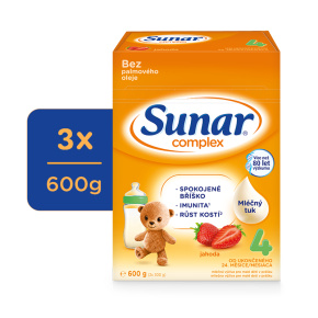 3x SUNAR Complex 4 Mléko kojenecké jahoda 600 g