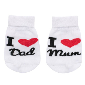 Kojenecké bavlněné ponožky New Baby I Love Mum and Dad bílé Bílá 62 (3-6m)