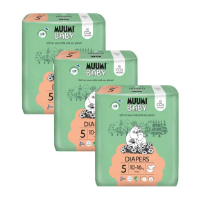 MUUMI Baby 5 Maxi+ 10-16 kg (132 ks), měsíční balení eko plen