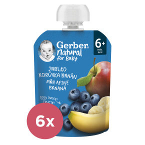 6x GERBER Natural kapsička jablko, borůvka a banán 90 g