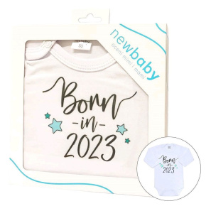 Body s potiskem New Baby Born in 2023 - dárkové balení Bílá 80 (9-12m)