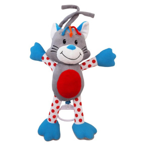 Dětská plyšová hračka s hracím strojkem Baby Mix kočička Šedá 