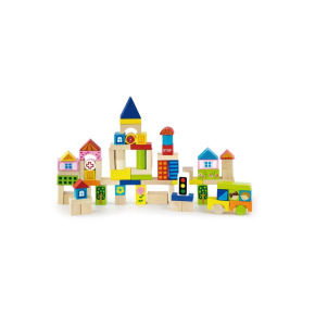 Dřevěné kostky pro děti Viga City 75 dílů Multicolor 